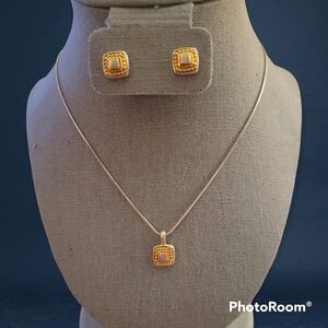 Vtg PHD Minimalist Geometric Square Chain Necklace Earrings Set